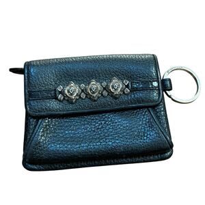 Brighton black leather keychain wallet coin purse silver southwestern tagged